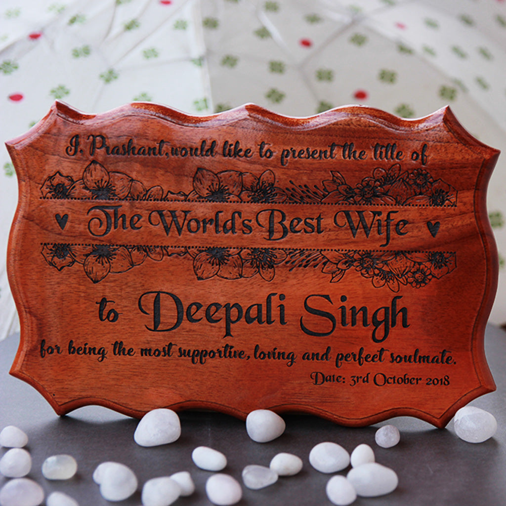 World's Best Wife Wooden Certificate- Unique Gift Ideas For Her-Gifts For Her- Personalized Gifts For Wife-Woodgeek Store