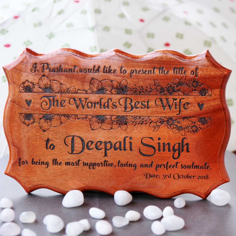 World's Best Wife Award Certificate - Wooden certificate plaque - Gift ideas for anniversary - Valentine's day gift - birthday gift ideas for wife - wood engraved gifts - gifts for her - gift ideas - personalized wooden certificates - custom wood plaques - woodgeekstore 