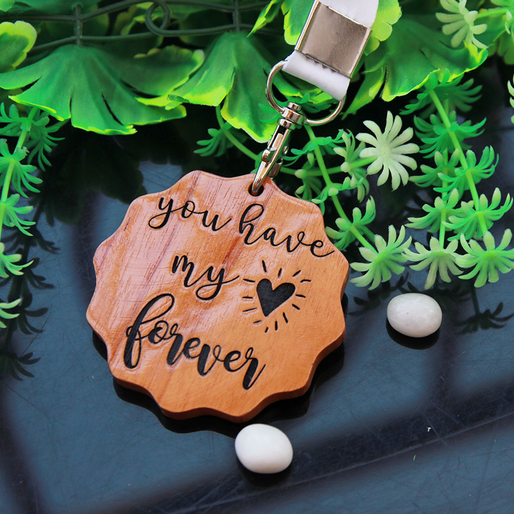 You Have My Heart Forever Wooden Medal. These Personalized Medals Come Engraved On Mahogany Wood Or Birch Wood. If You Are Looking For Unique Gift Ideas For Your Girlfriend, Boyfriend, Husband or Wife, Then These Custom Medals Will Make Really Good Romantic Gifts For Them