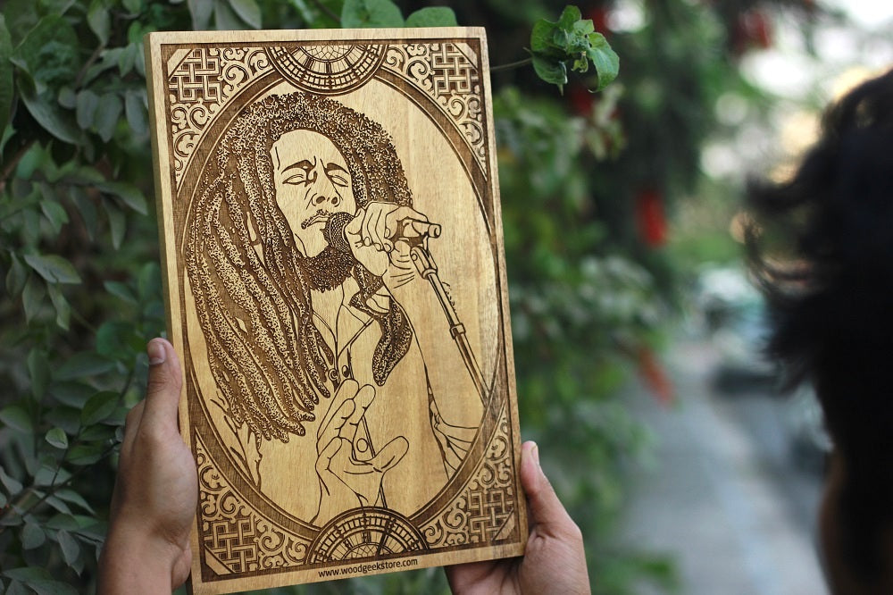 Bob Marley Carved Wooden Poster - Engraved Wooden Poster - wall posters online - Music Poster - birthday gift ideas - wooden posters online - cool gifts - Sagittarius Zodiac - best birthday presents - unique gift ideas - wood art - woodgeekstore