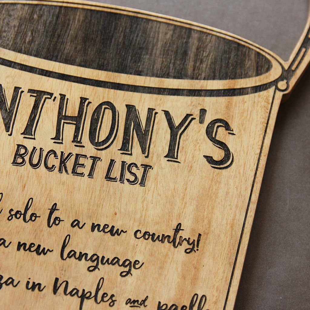 My Bucket List - Personalized Wooden Signs - Wood Carved Signs - Bucket List Items - Things To Try Before You Die - Woodgeek - Woodgeekstore