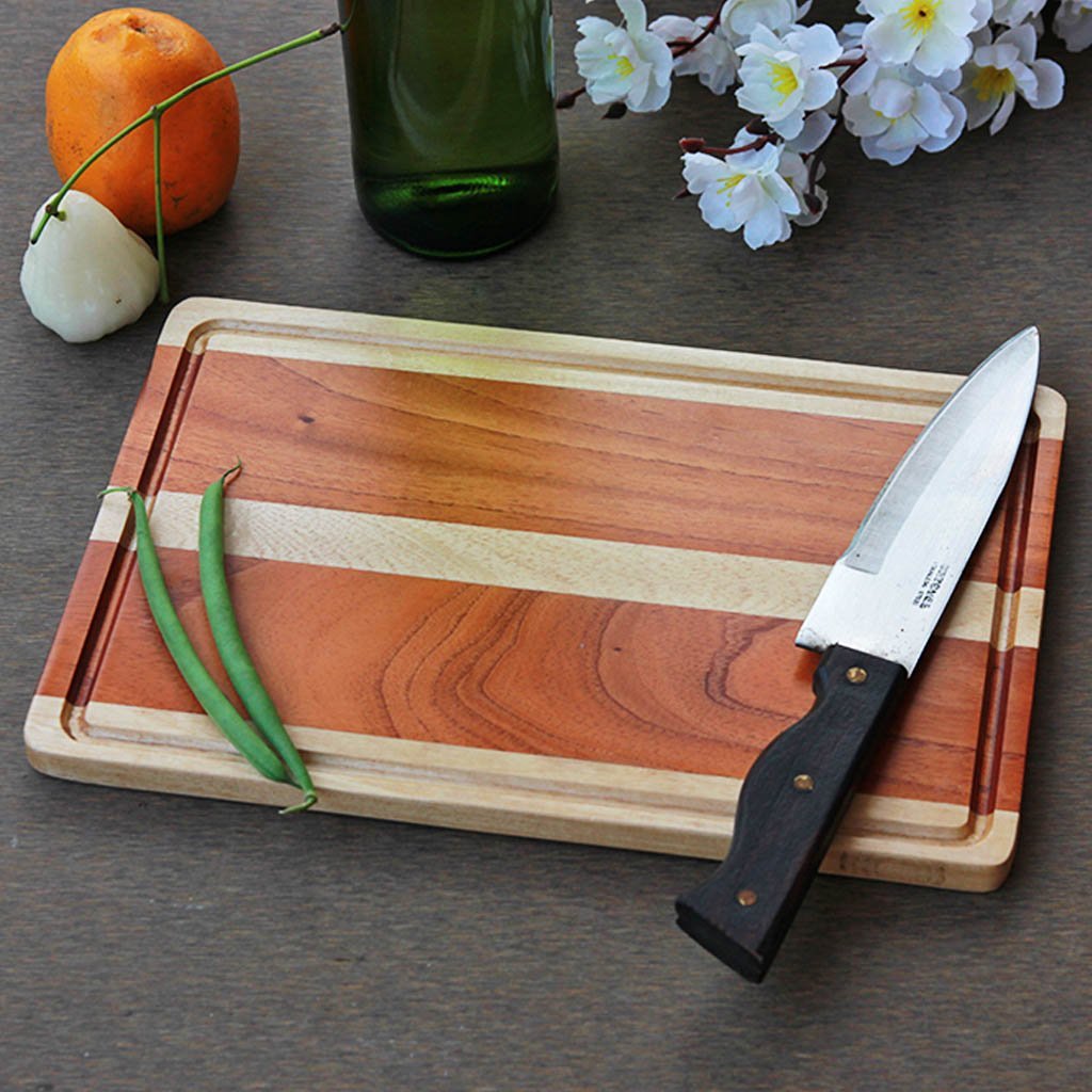 Mahogany & Birch Striped Cutting Board - Butcher Block Wood - End Grain Chopping Board - Chopping Board Set - Woodgeek - Woodgeekstore