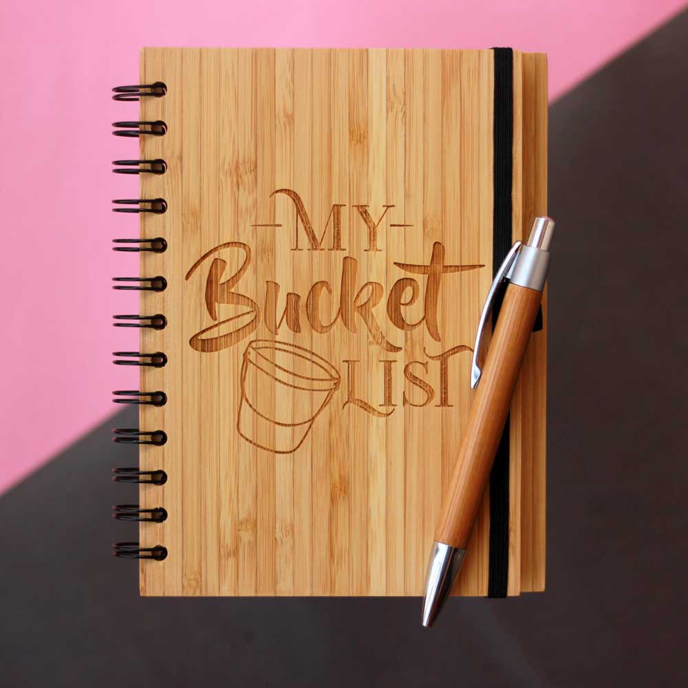 My Bucket List Journal - Engraved Notebook - Writer's Notebook - Cool Bucket List Ideas - Life Goals List Ideas - The Bucket List Online - Woodgeekstore