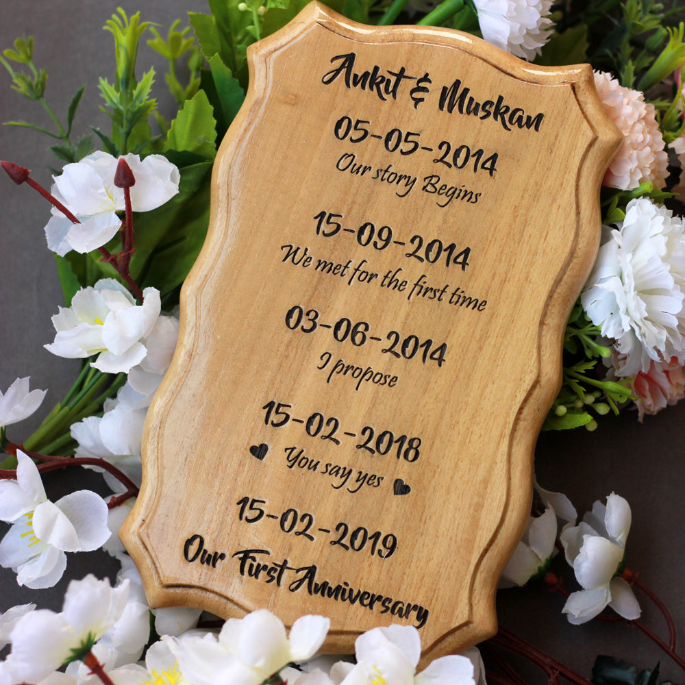 Customized Love Story Timeline Wood Sign - Wood Carved Signs - Custom Wood Engraving - Best Love Gift - I Love You Gifts - Unique Gift Ideas For Valentine's Day - Wooden Items Online - Woodgeek - Woodgeekstore