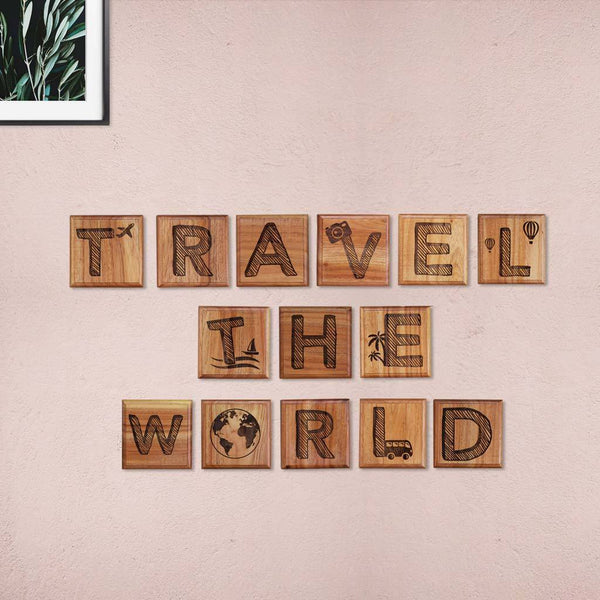 Travel The World Scrabble Wall Art - Create Your Own Crossword puzzle - Wood Engraved Gifts - Gifts for friends - Gifts for Family - Tile Wall Art - Wooden Letter Tiles - Rustic Wall Art - Wood Wall Art - Woodgeek Store