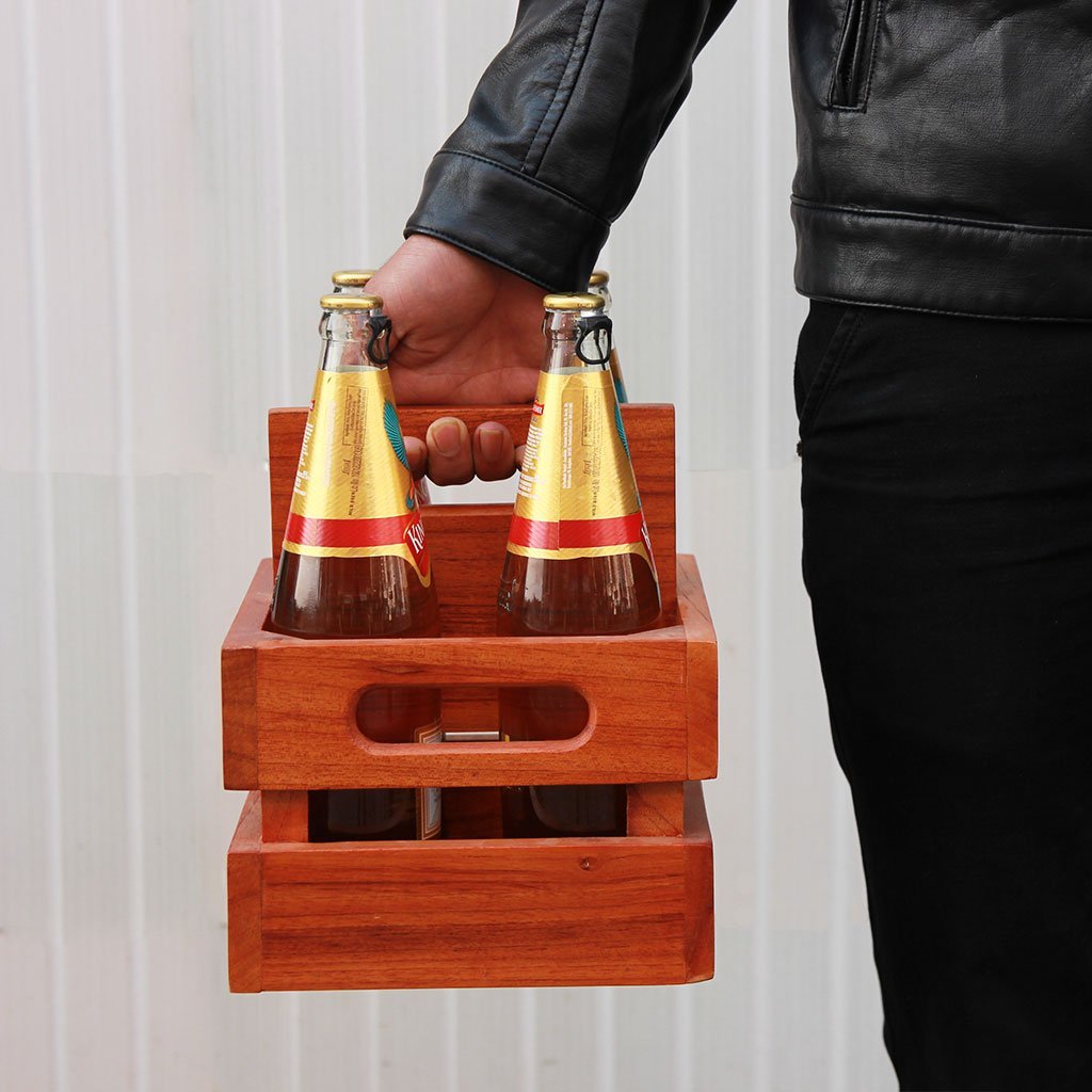 Wooden 4 Pack Beer Holder - Wooden Beer Carrier - Beer Tote - Beer Can Carrier - Wooden Beer Bottle Holder - Wooden Beer Case Holder - Woodgeek - Woodgeekstore