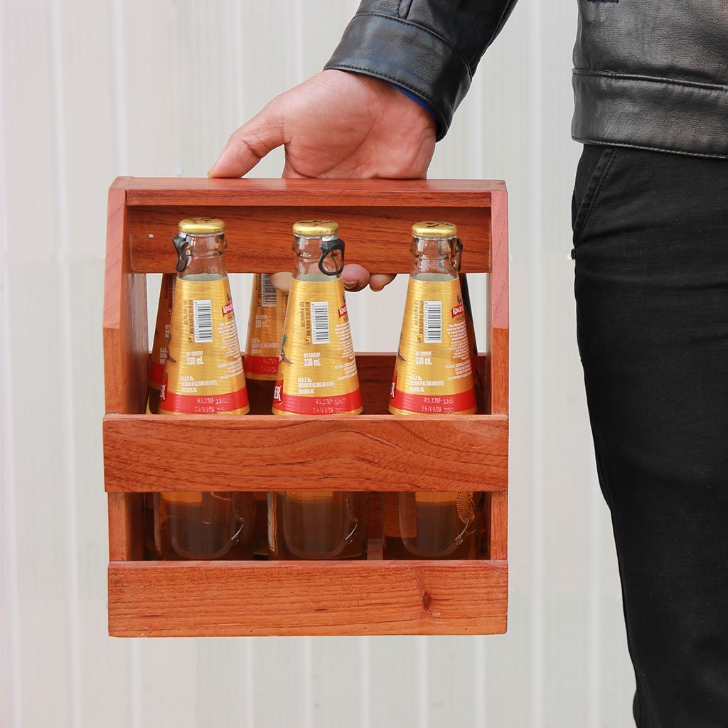 Wooden 6 Pack Beer Holder - Beer Tote - Wooden Beer Case Holder - 6 Pack Beer Carrier - Wooden Beer Carrier Bag - Wooden Beer Carrier - Woodgeek - Woodgeekstore