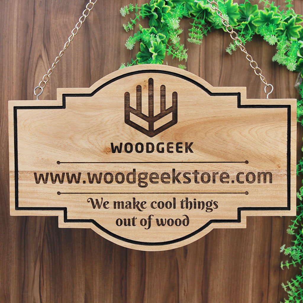 Create Your Own Wood Sign - Business Signs - Storefront Signs - Office Signage - Logo Engraved Sign - Custom Wood Sign - Office Name Plates - Custom Name Plates - Hanging Signs - Wood Carved Signs - Woodgeek Store