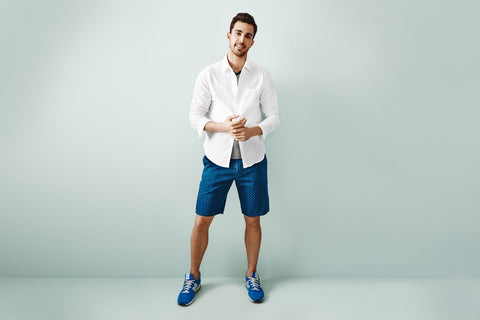 quality linen button down menswear; the best chino short