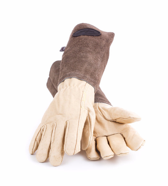 men's leather gauntlet gardening gloves