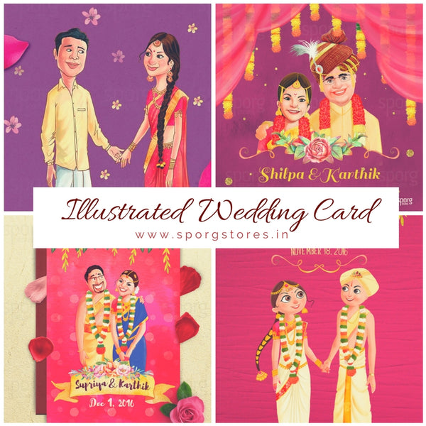 Illustrated wedding Card India