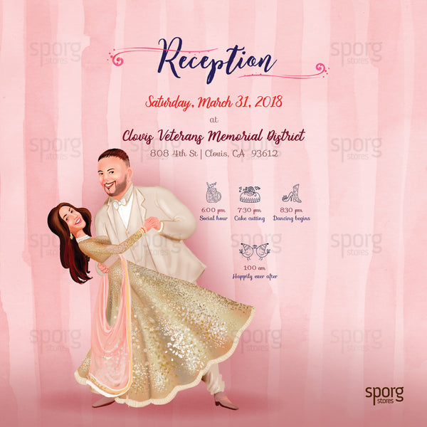 illustrated punjabi wedding invitation design - Indian wedding