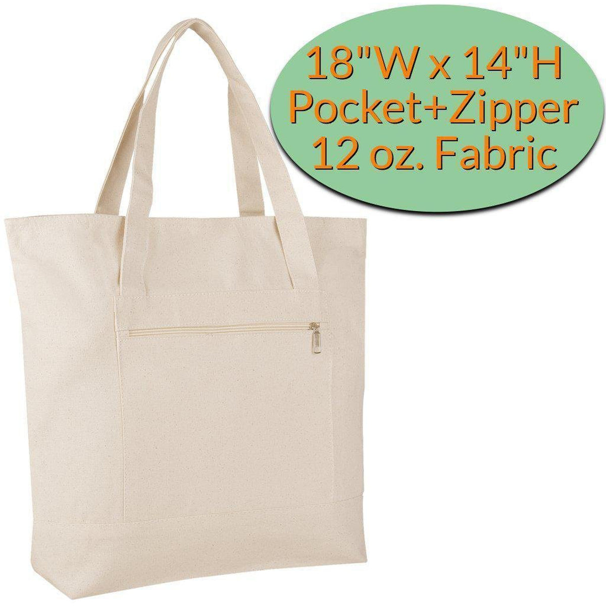 large canvas tote bags with zipper