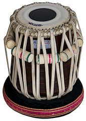 AKBAR MIAN & BROS Standard Tabla Set, 3 Kg Brass Bayan, Finest Dayan with Padded Bag, Hammer, Cushions & Cover (SM-BFJ)