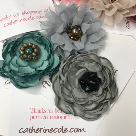 silk flower label pins diy by Catherine Cole
