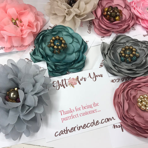 silk flower pins from vintage jewelry