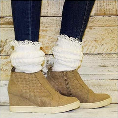 slouch socks white heavy thick wedge sneakers