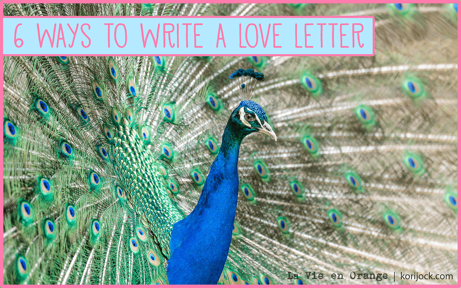 6 ways to write a love letter | La Vie en Orange [a male peacock spreads its green and blue feathers]