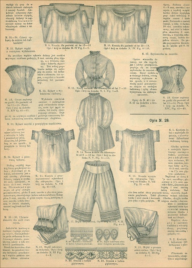 Children's underwear ca. 1871 from Polish magazine "Tygodnik Mód i Powieści" | Wikimedia Commons