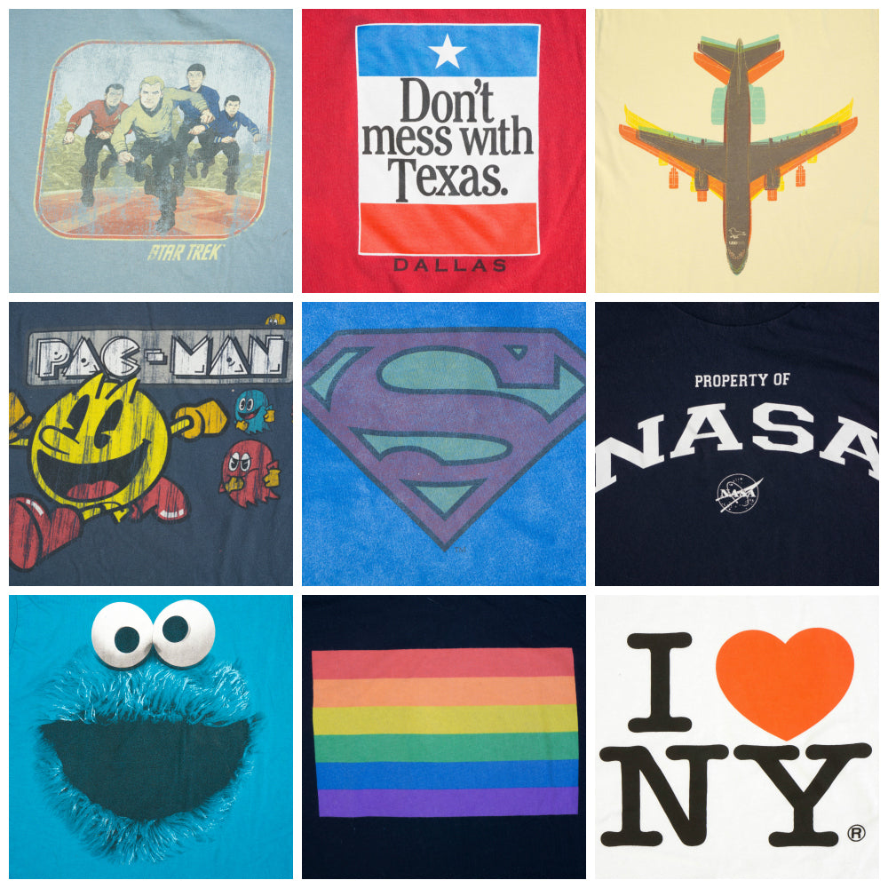 One of a kind undies collage - Star Trek, Don't mess with Texas, airplane, Pac-Man, Superman, NASA, Cookie Monster, Pride Flag, and I heart NY | La Vie en Orange