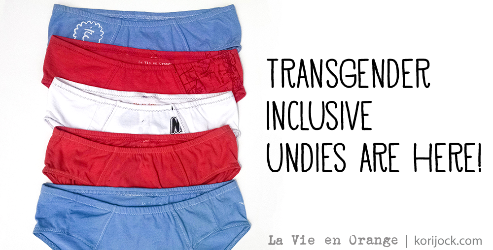 Transgender inclusive undies are here! [Trans flag made out of undies] | La Vie en Orange