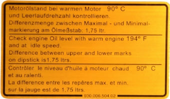 Porsche '80-'89 911 Engine Oil Level Sticker<j>