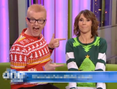 Chris Evans and Alex Jones Wearing Christmas Jumpers