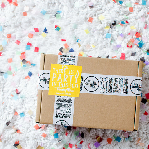 Fun Birthday Care Package packaging by The Confetti Post