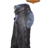 Cowhide Leather Braided Motorcycle Chaps C326-01