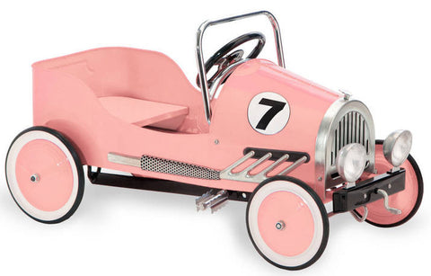 pink metal pedal car