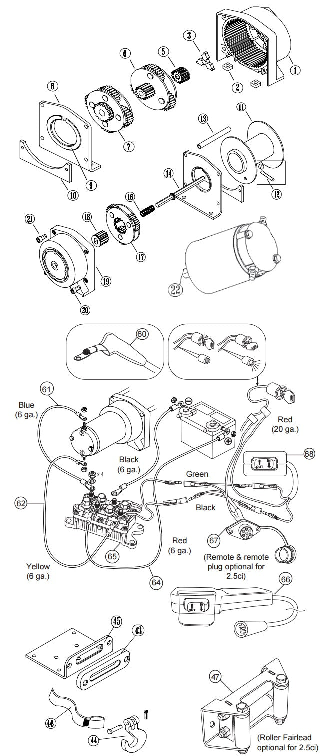 WARN 2.5ci-ce and 2.5s Winch Parts