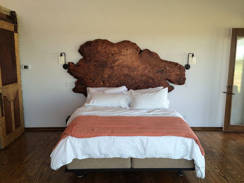 Redwood Slab Headboard Bedroom Wall Ideas