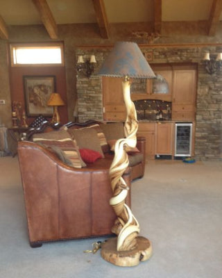 juniper log furniture floor lamp