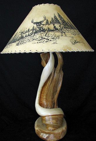 rustic juniper log lamp