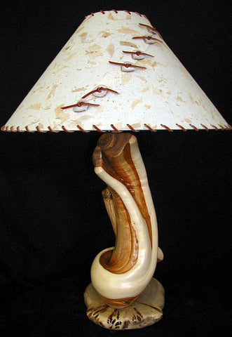 twisted wood juniper table lamp