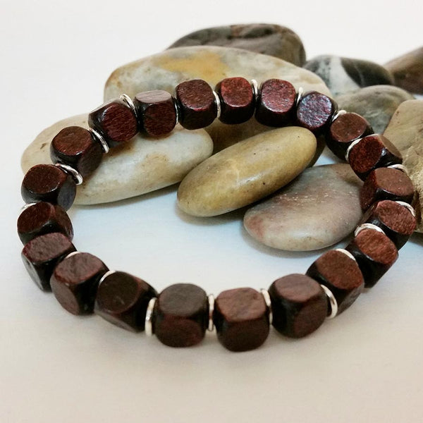 Mens Beaded Bracelet Wood Bead Bracelet Unisex