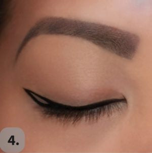 Draw a second line from the tip of the wing (first line) diagonally down towards the lash line creating a triangle.