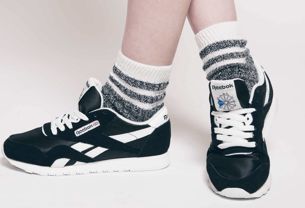 reebok cl nylon black and white