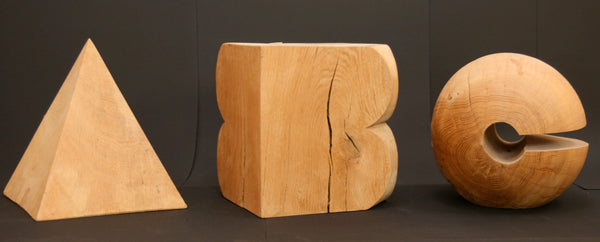Ron King - A, B, C in wood sculpture - Alphabet Series