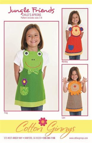 Jungle Friends Child’s Apron Frog, Monkey & Loin