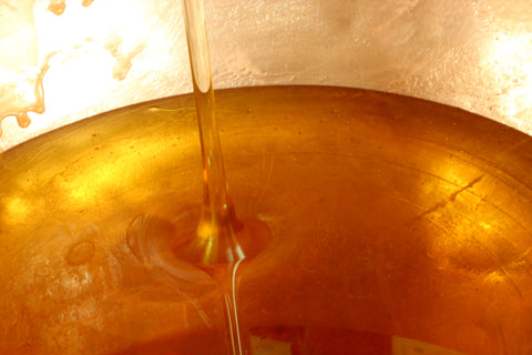 Pouring the first ingredients for taffy 