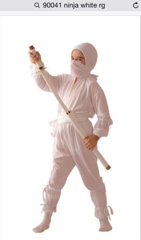 White Ninja Child Costume - Cosplay / Fun Play - Large 12-14