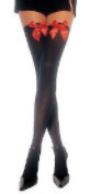 Hoisery Leg Ave Black Thigh Highs with Red Satin Bow