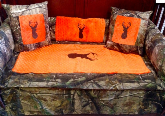 Saftey Orange Brown Buck Realtree Camo Baby Bedding For Your