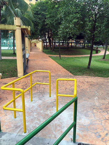 Railings blocking users of wheelchairs and mobility aids