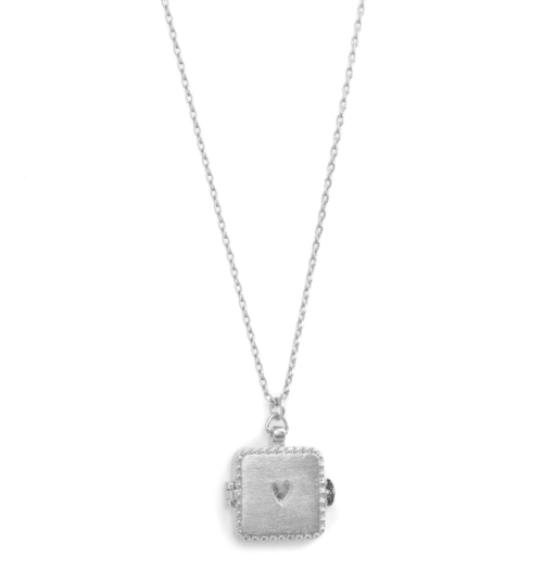 silver square locket necklace