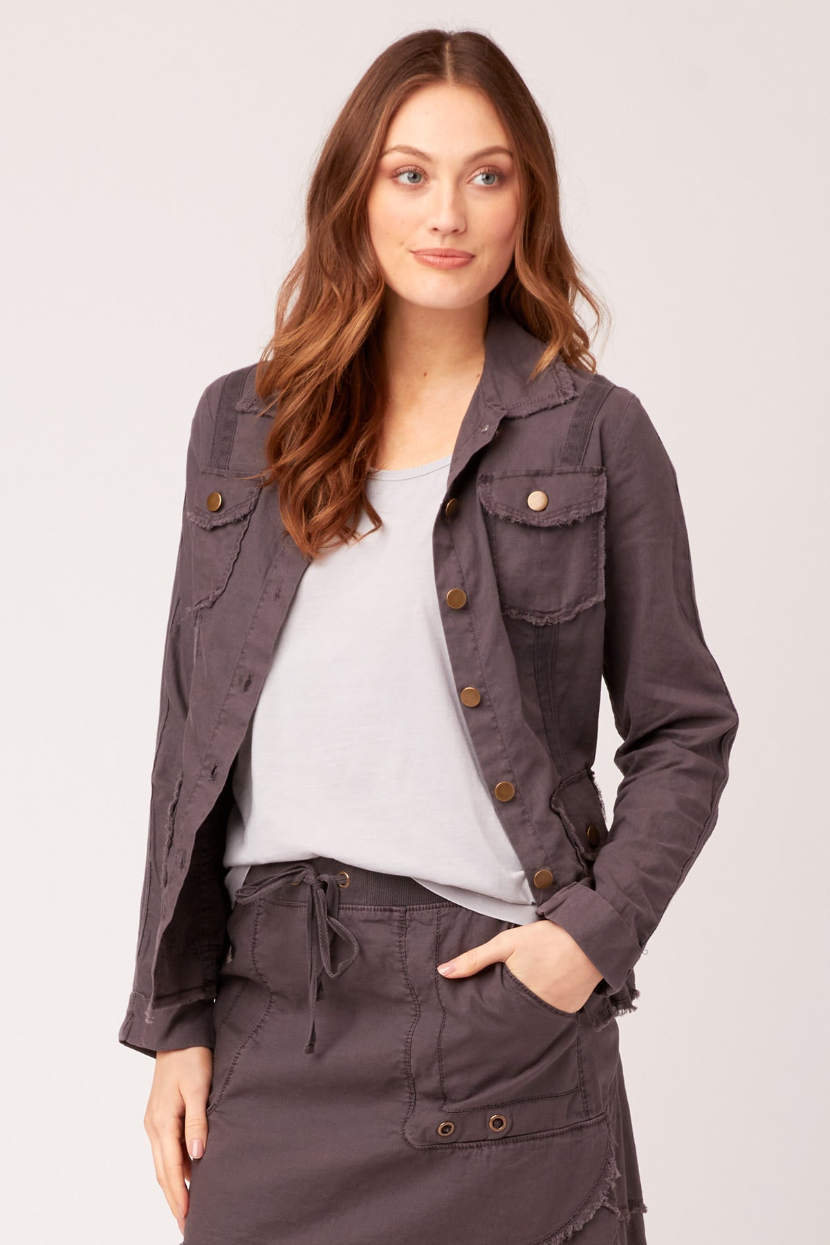 Wearables Cotton Linen Raw Edge Safari Jacket In