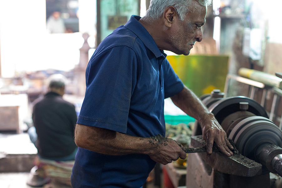 Coppre artisan making copper mould