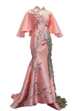 Rent: Gisela Privee Pink Cheongsam Mermaid Gown with Embroidered Phoenix