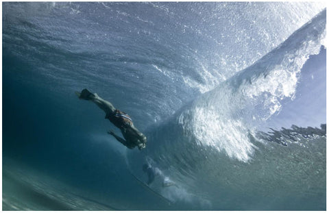 Underwater bodysurfing take-off